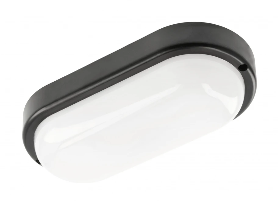 GTV KODO Ducted Luminaire, LED, 12W, 1080lm, 4000K, AC180-250V, IP54, IK08, Oval, Juodas