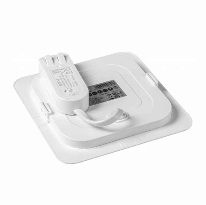 GTV MAXIS downlight, LED, 9W, 720lm, CCT, AC220-240V, IP44, recessed, square, baltas