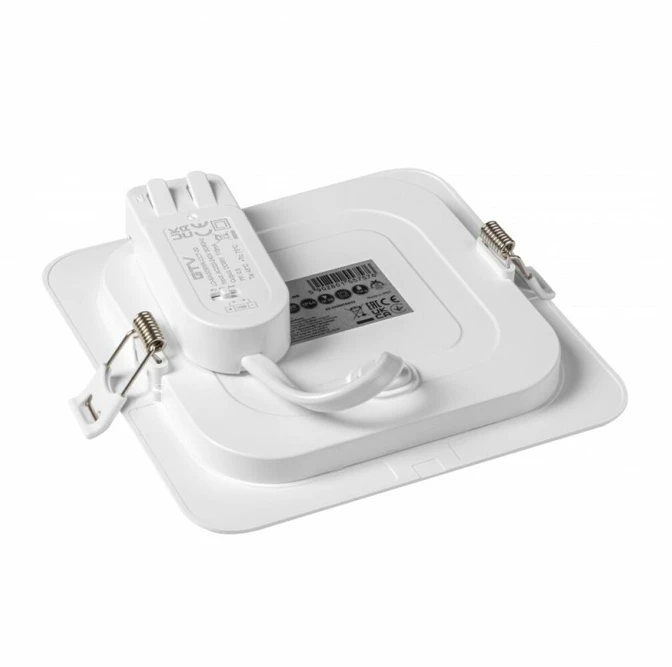 GTV MAXIS downlight, LED, 9W, 720lm, CCT, AC220-240V, IP44, recessed, square, baltas