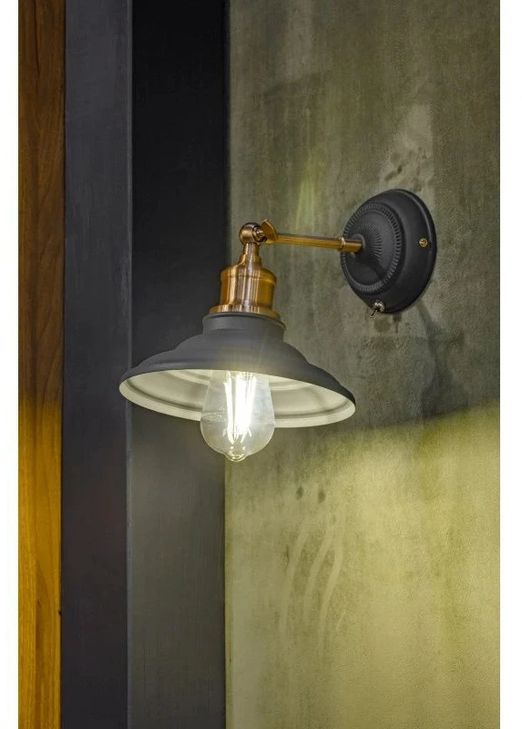 GTV Sieninis šviestuvas LORET+ su jungikliu, 8229, AC220-240V, 50/60Hz, 1*E27, maks.40W, skers