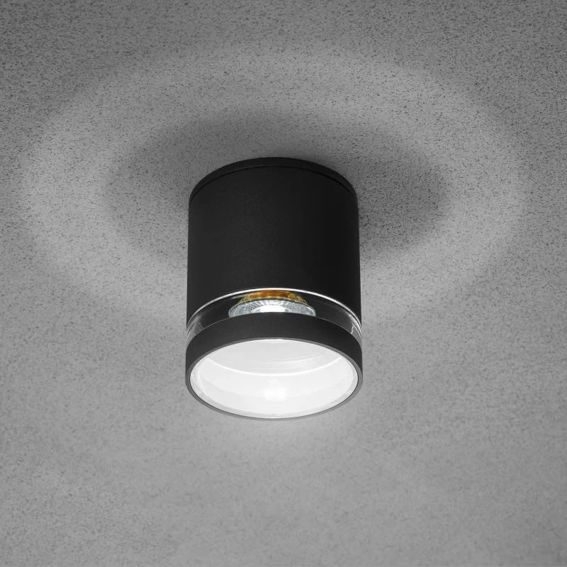 Lubinis šviestuvas GTV RIVEN lubinis šviestuvas, aliuminis, 102x120, IP54, MAX.35W, apvalus, grafito spalvos