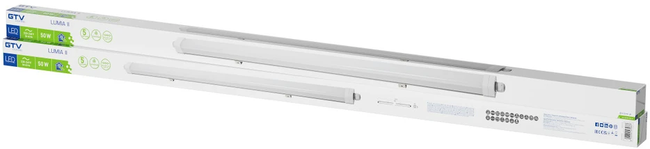 GTV Hermetiškas šviestuvas LUMIA II, LED, 50W, 6500lm, 4000K, AC220-240V, IP66, PC, Baltas