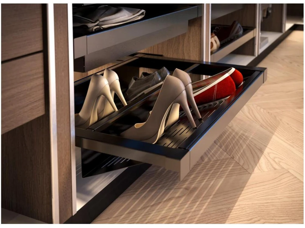 GTV Metal drawer Elite for shoes 600 mm with soft closing, pilka anthracite