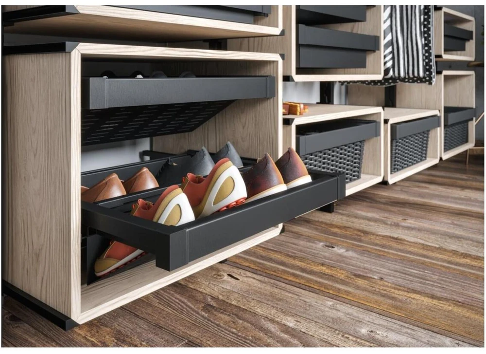 GTV Metal drawer Elite for shoes 800 mm with soft closing, pilka anthracite