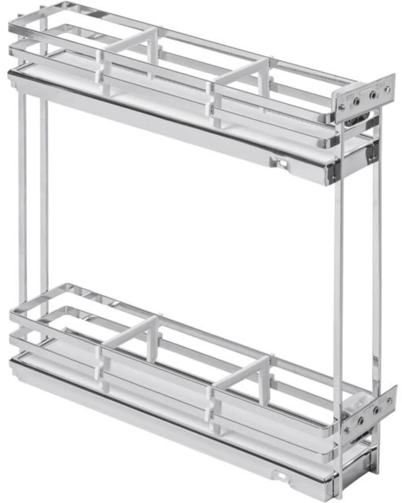 GTV MovixPro side cargo basket, 2 shelves, for cabinet 150mm, without guides, chrome, mat whit