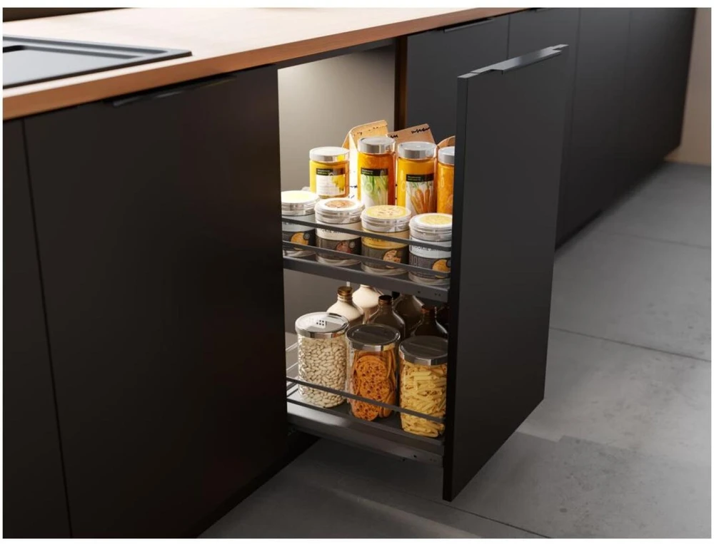 GTV MovixPro side cargo basket, 2 shelves, for cabinet 400 mm, without guides, chrome, mat whi