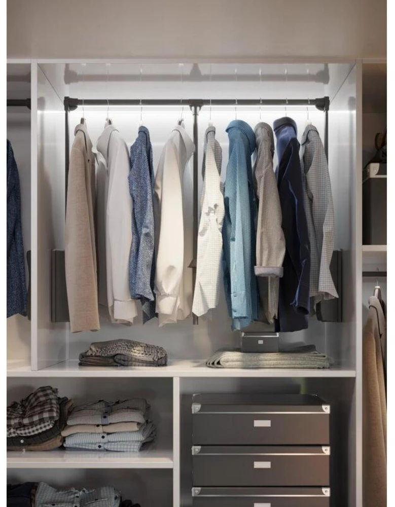 GTV Pull-down wardrobe rail – oil 875mm - 1200mm (plieno-100% pilka)