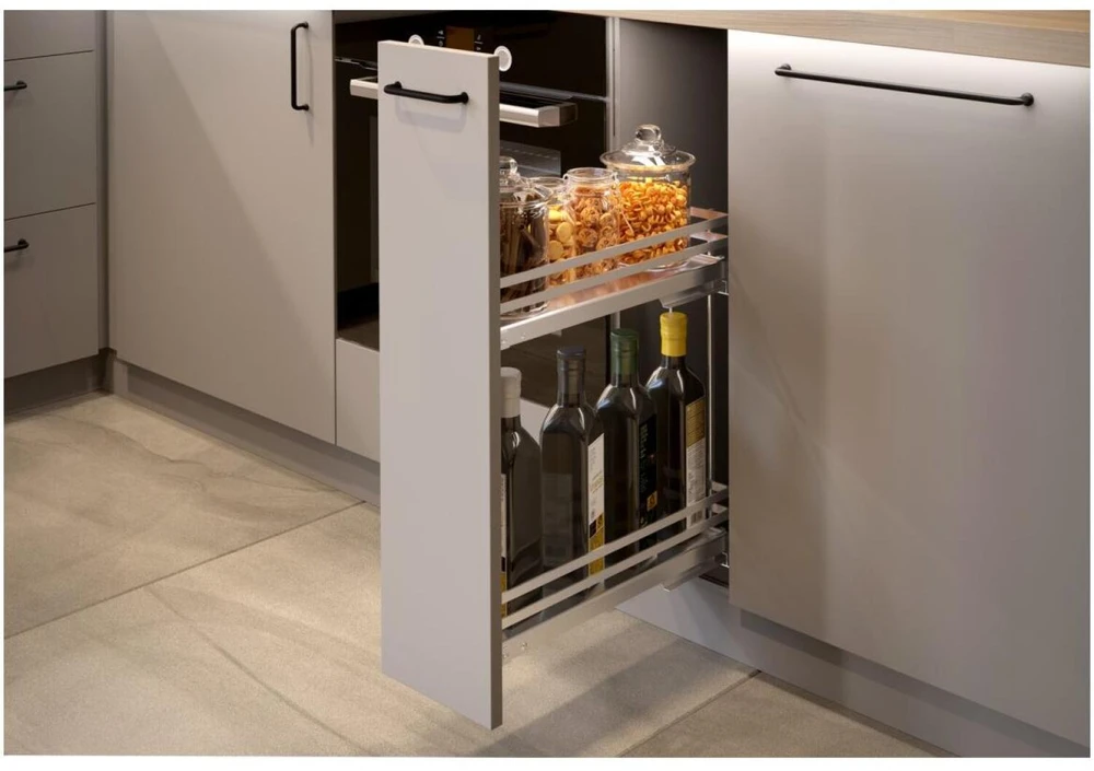 GTV Side cargo basket MovixPro, 2 shelves, for 150mm cabinet, without slides, anthracite RAL 7