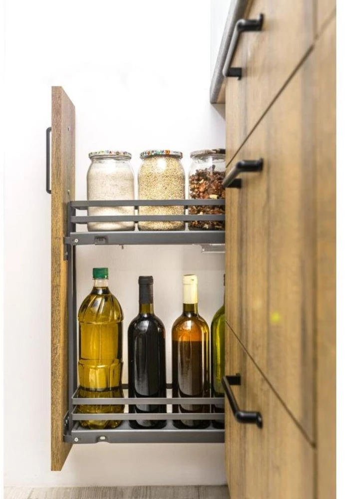 GTV Side cargo basket MovixPro, 2 shelves, for 200mm cabinet, without slides, anthracite RAL 7