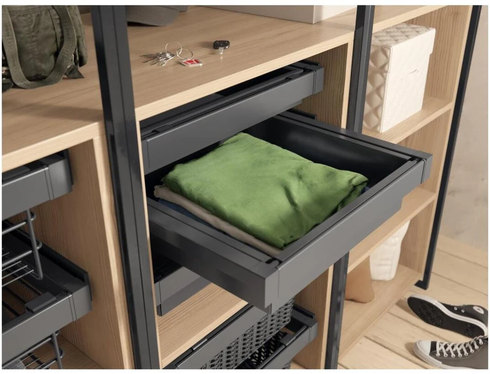 GTV Drawer Elite with metal basket 700 mm with soft closing, pilka anthracite