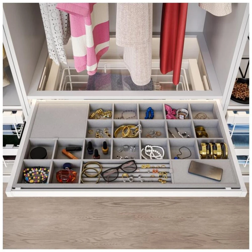 GTV Drawer Elite with organizer 700 mm with soft closing, baltas