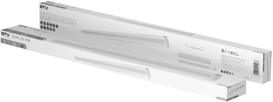 Sieninis šviestuvas GTV Linijinis šviestuvas "Zephyr-LED 258", T8 LED, G13, AC220-240V, 50/60Hz, IP40, ABS/PC, pie