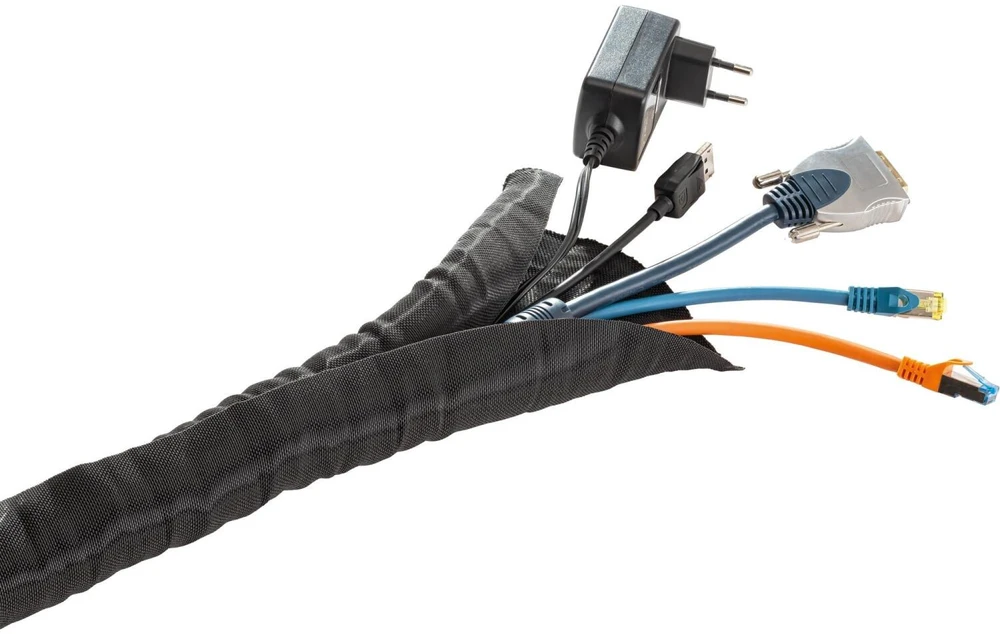 Organizer InLine HAGOR KSS 5 Meter Juodas - 19mm Kabelsocke selbstschliessend 5m Laenge Weite 19mm aus elastischem Polyester