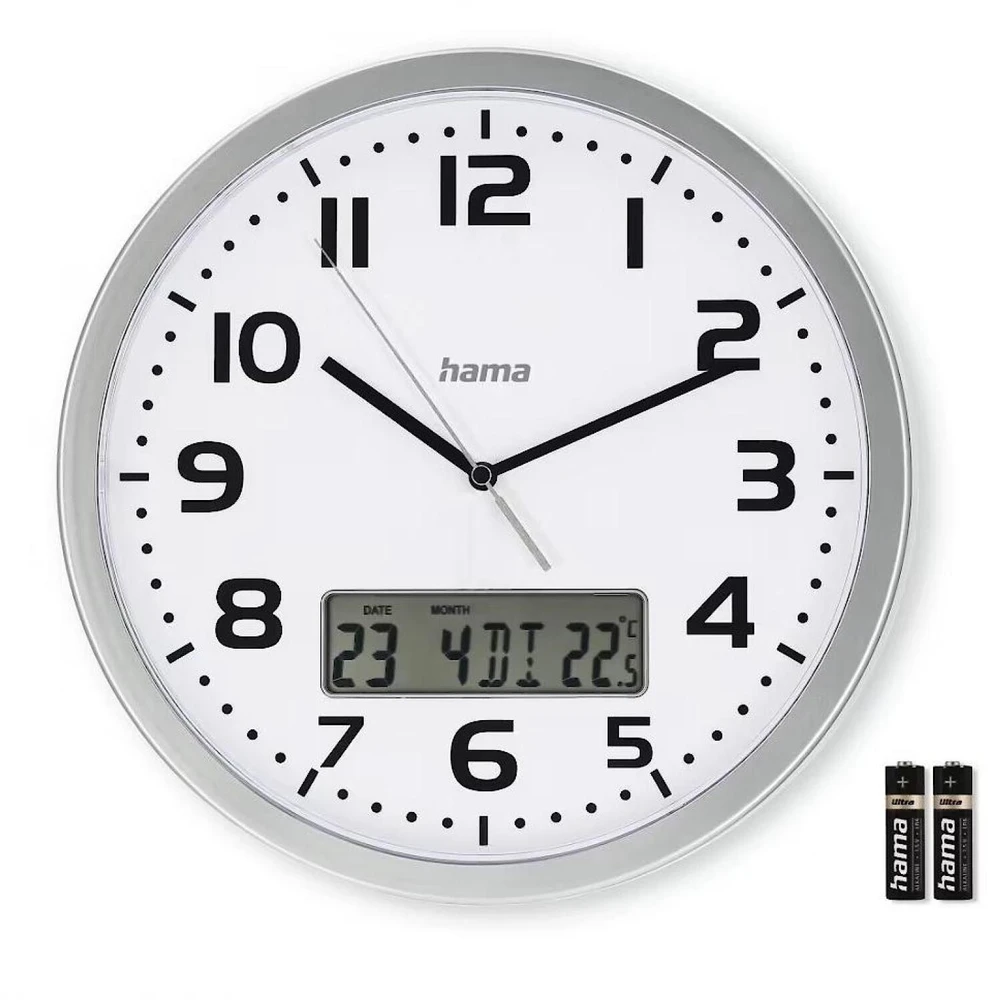 Hama Laikrodis ścienny dcf moorea 30cm sidabrinė