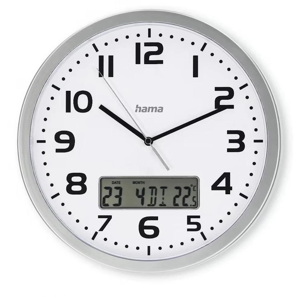 Hama Laikrodis ścienny dcf moorea 30cm sidabrinė