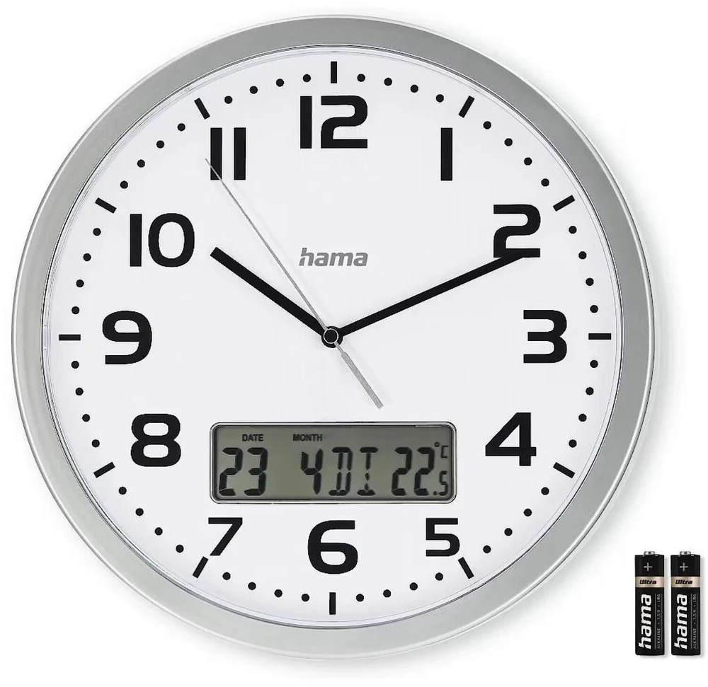 Hama Laikrodis ścienny dcf moorea 30cm sidabrinė