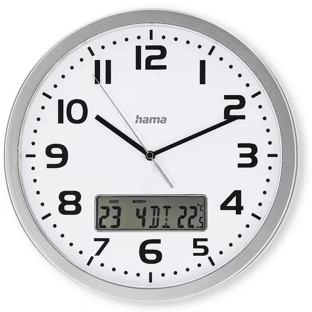 Hama Laikrodis ścienny dcf moorea 30cm sidabrinė
