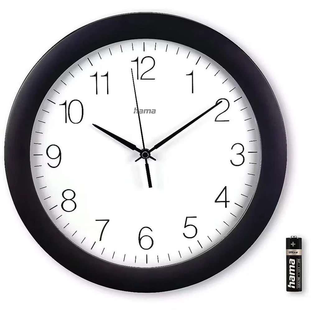 Hama Laikrodis ścienny DCF Teneriffa 30cm Juodas