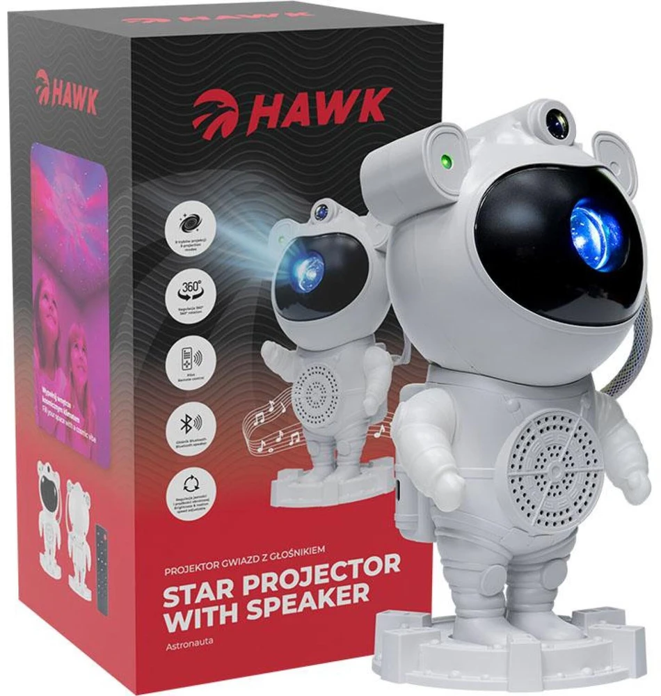 Žvaigždžių projektorius astronautas su garsiakalbiu Hawk HW-STAR01
