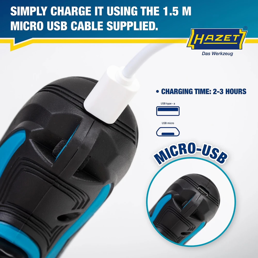 Hazet Hazet mini Akumuliatorinis suktuvas 9230B-1, 1/4 bits, including holster (mėlynas/juodas, 7 pieces)