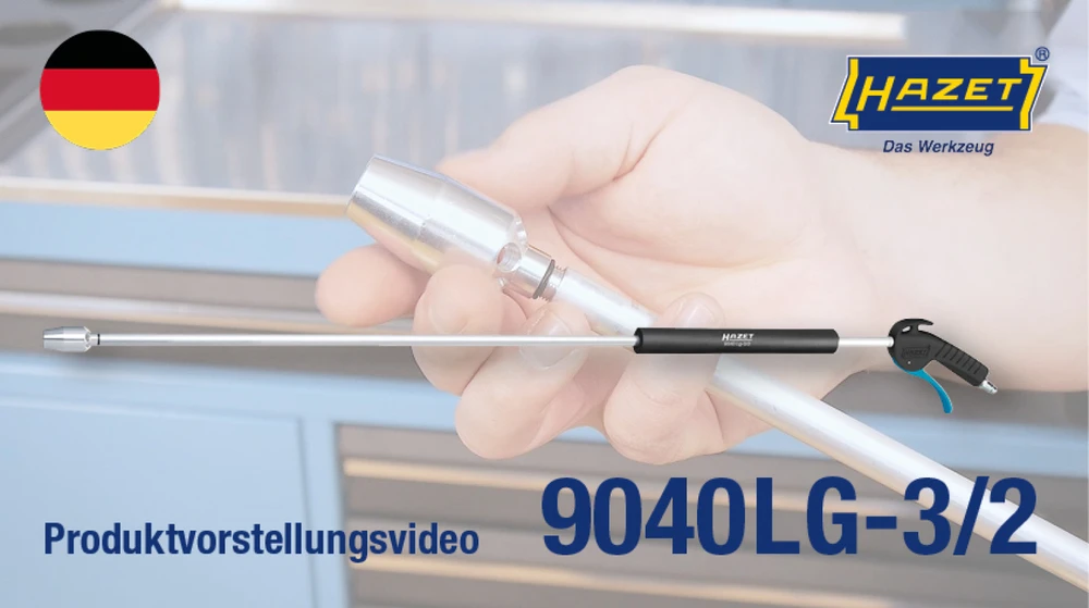 Hazet Hazet pūtimo pistoletas 9040LG-3/2, ilgas, pūtimo įrankis (juodas/mėlynas, su Venturi antgaliu, 90 šoninis antgalis)