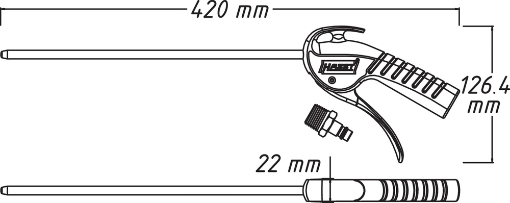 Hazet Hazet blow gun 9040P-2, long, blow tool (juodas/mėlynas)