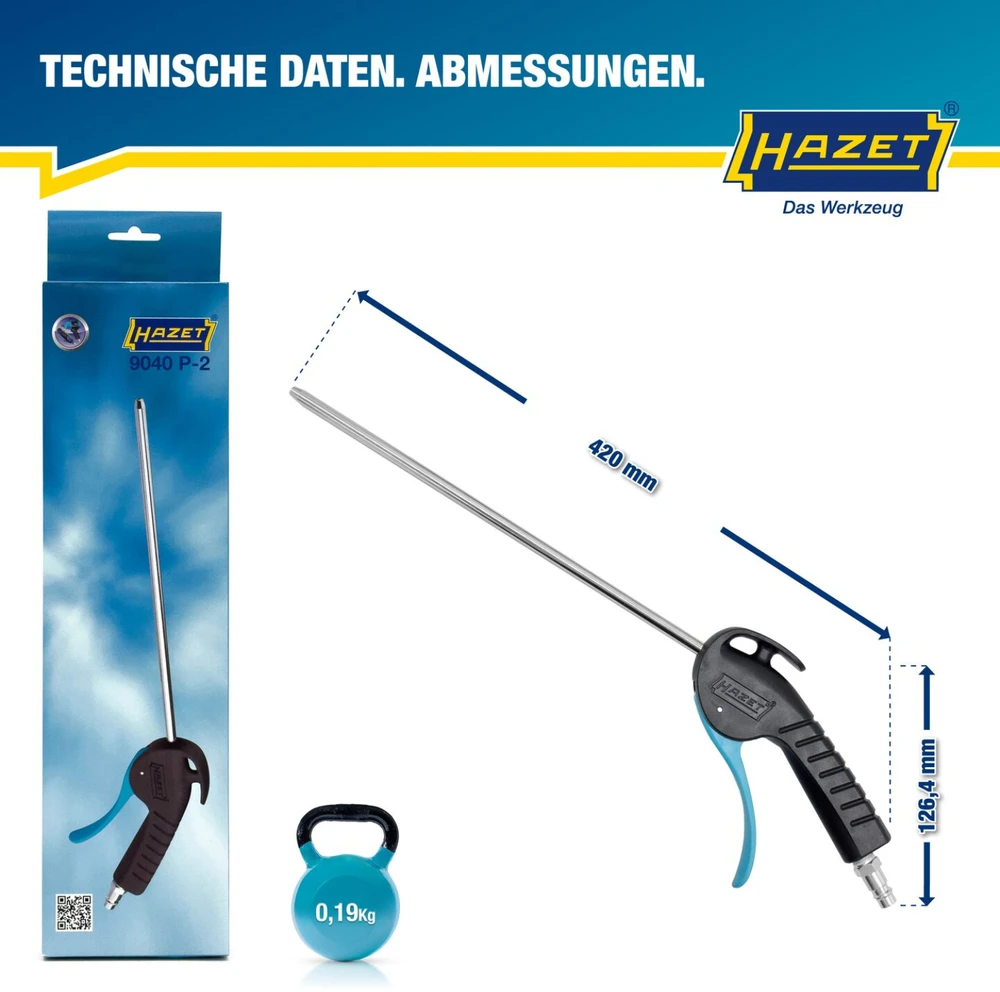 Hazet Hazet blow gun 9040P-2, long, blow tool (juodas/mėlynas)