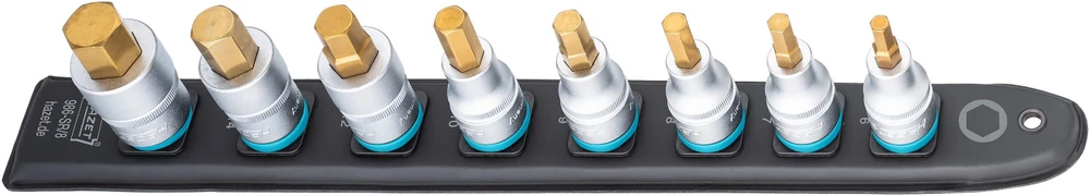 Hazet Hazet SmartRail 1/2 socket set, hexagon socket, 8 pieces (juodas, 6mm - 17mm, short)