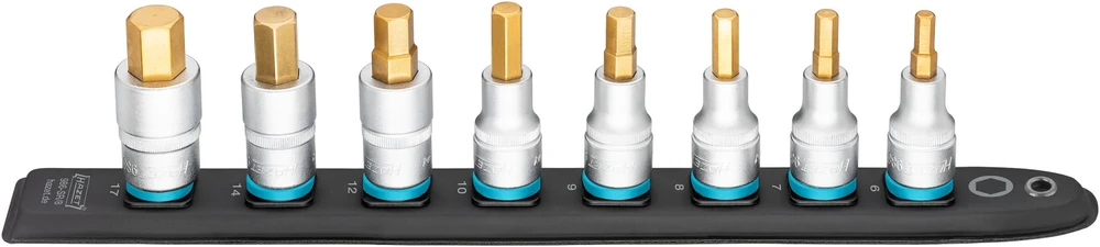 Hazet Hazet SmartRail 1/2 socket set, hexagon socket, 8 pieces (juodas, 6mm - 17mm, short)