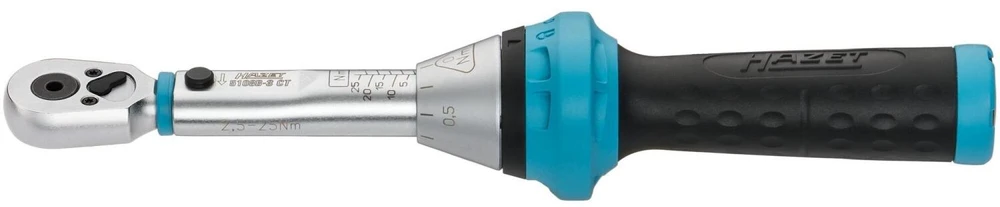 Hazet veržliarakčio raktas 5108B-3CT, 1/4", 1-9Nm, 0,25Nm, 3%, 20 dantų, 18°, chromuotas
