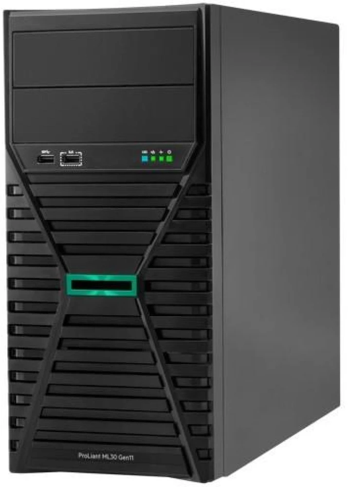 Serveris Hewlett Packard (HP) HPE ProLiant ML30 Gen11 Intel Xeon E-2414 keturių branduolių (2,60 GHz, 12 MB), 32 GB (1 x 32 GB), 2 x 1 TB, 4 x nekaršto prijungimo, 3,5 colio LFF Intel VROC RAID, 350 W