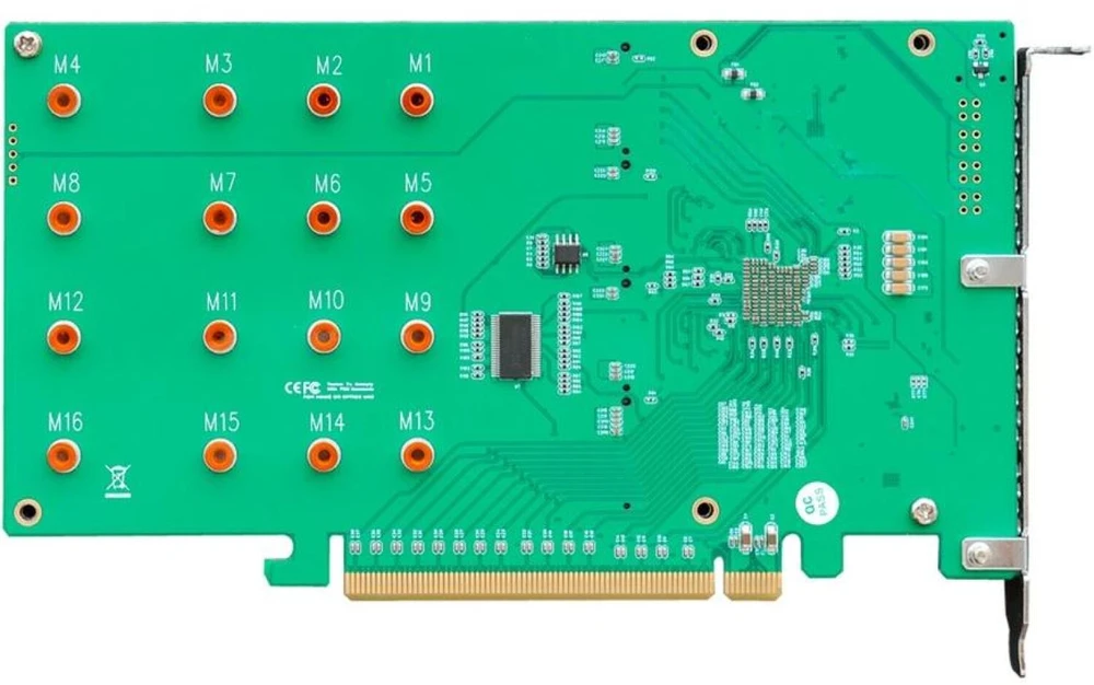 Highpoint Rocket 1104 R1104, 4x M.2 į PCIe 3.0 x16 NVMe HBA, sąsajos plokštė, 8 Gbit/s, 4 kanalai, PCIe x16 3.0, vidiniai jungtys