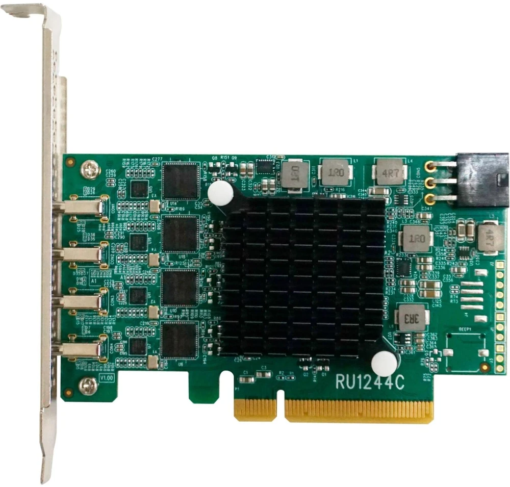 Highpoint RocketU 1244C RU1244C, USB valdiklis, PCIe 3.0 x8, 4x USB 3.2 Gen 2 10Gbit/s, ASM3142, 7.5W