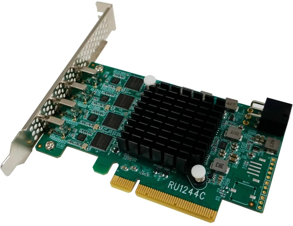 Highpoint RocketU 1244C RU1244C, USB valdiklis, PCIe 3.0 x8, 4x USB 3.2 Gen 2 10Gbit/s, ASM3142, 7.5W