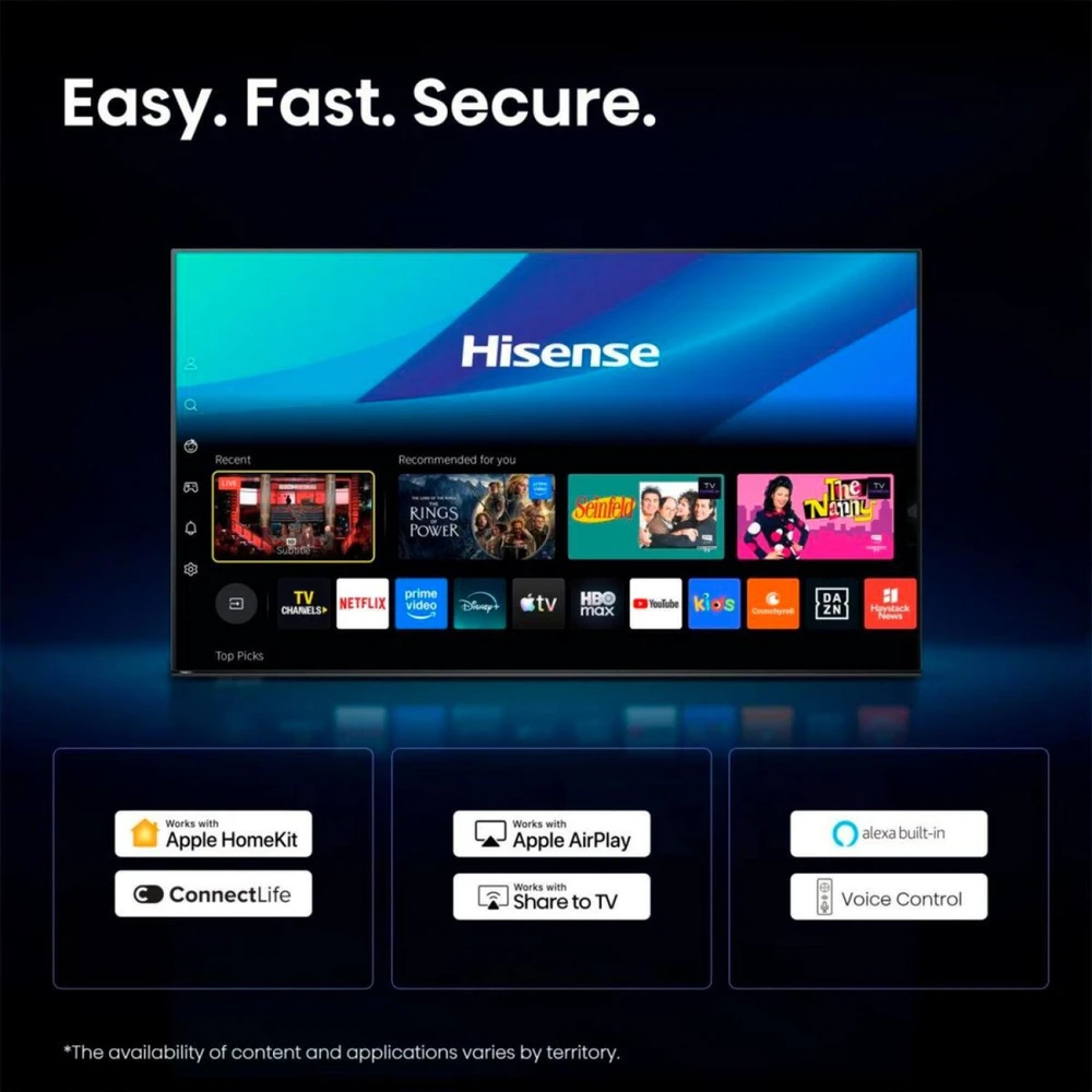 Hisense televizorius 55UR8DS, 139 cm, 3840x2160, 180 Hz, RGB MiniLED, 4K, HDR10+, Dolby Vision, HDMI 2.1, VIDAA Smart OS