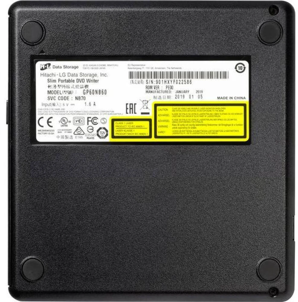 LG H.L duomenų saugykla | Itin plonas nešiojamas DVD rašytuvas | GP60NB60 | Sąsaja USB 2.0 | DVD±R/RW | CD skaitymo greitis 24 x | CD įrašymo greitis 24 x | Juodas | Stalinis kompiuteris / Nešiojamasis kompiuteris