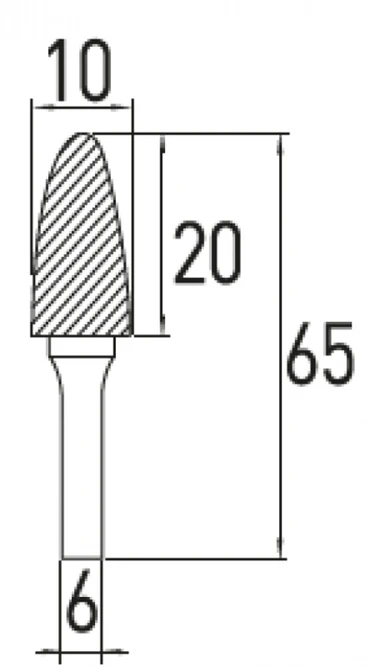 HOGERT Arch pointed nose rotary burr G; 10x20