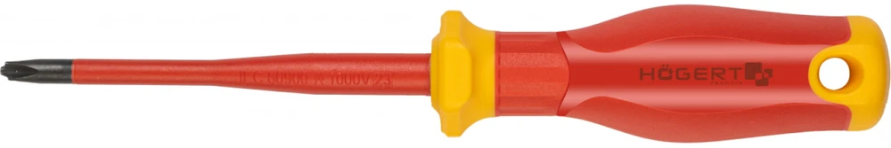 HOGERT Phillips Screwdriver, PH2/SL6 100 mm, 1000V, SLIM, S2