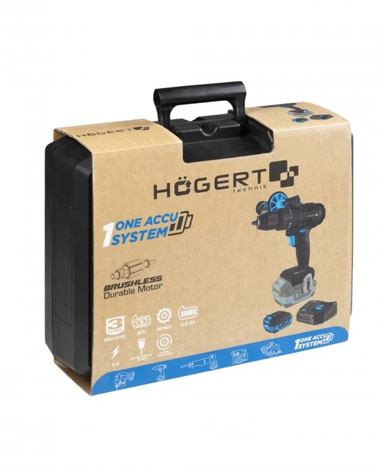 HOGERT Brushless Cordless Drill Driver 18V
