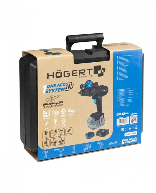 HOGERT Brushless Cordless Drill Driver 18V