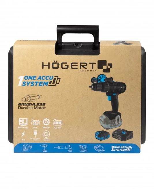 HOGERT Brushless Cordless Drill Driver 18V
