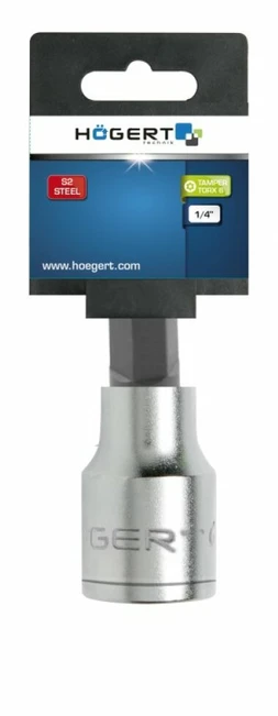 HOGERT Tamperinis torx bito lizdas su 6 mm, 1/4" skyle