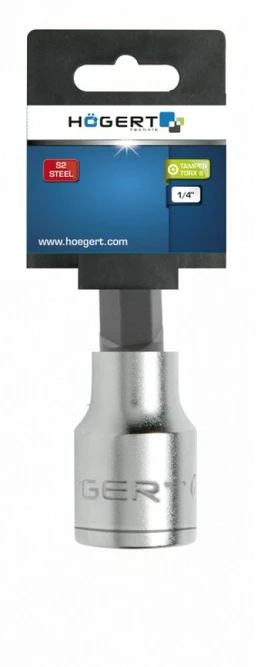 HOGERT Tamperinis torx bito lizdas su 6 mm, 1/4" skyle