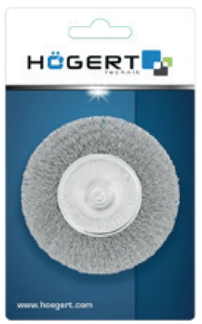 HOGERT Diskinis šepetys su kaiščiu 100 mm, plieninė viela 0,3 mm