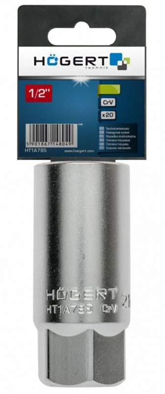 HOGERT 1/2" šešiakampis uždegimo žvakės lizdas, 16 mm, CrV50BV30