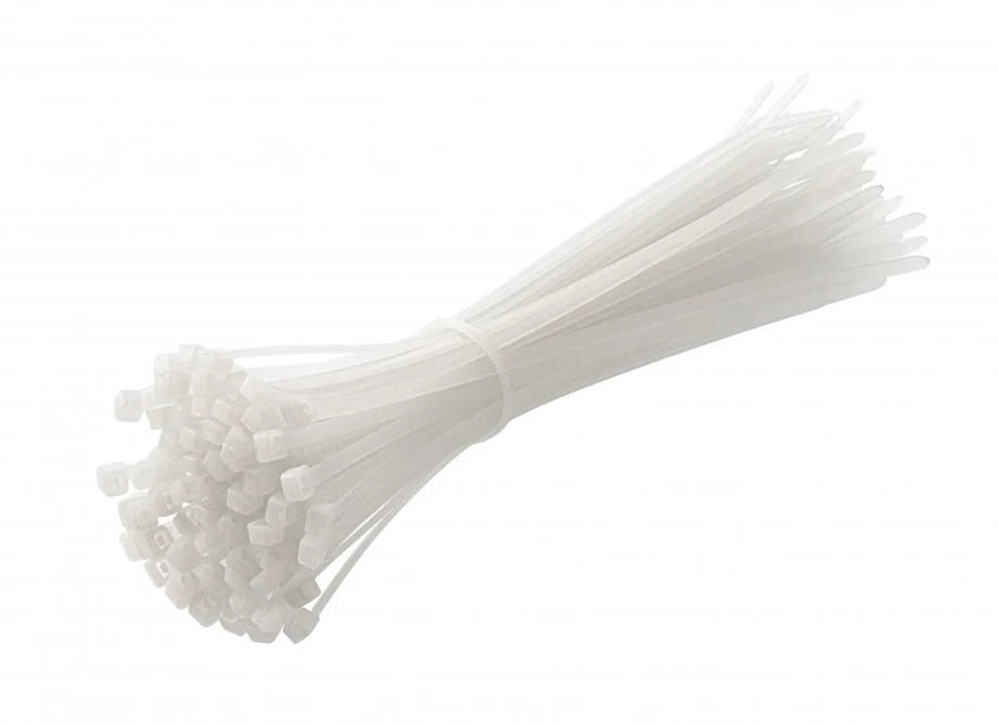 HOGERT Nylon Cable Ties 3.6 x 200 mm, 100 pcs, Baltas