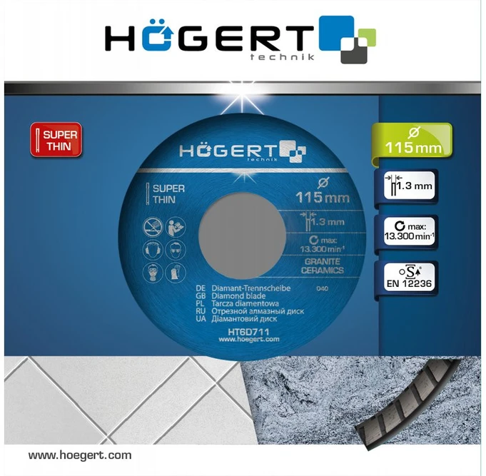 HOGERT Deimantiniai ašmenys 115 mm, itin ploni