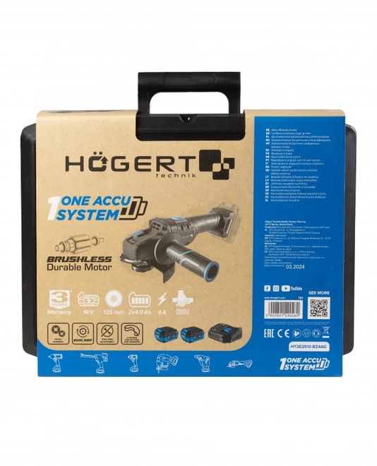 HOGERT CORDLESS BRUSHLESS ANGLE GRINDER 125MM 18V