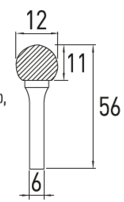 HOGERT Ball nose metal cutter D, 12x11
