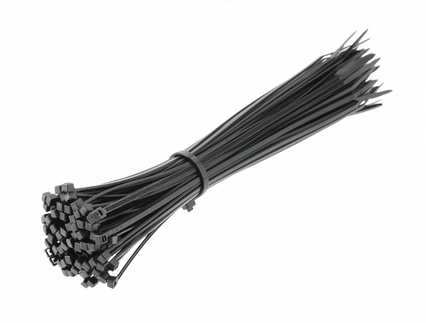 HOGERT Nylon Cable Ties 2.5 x 200 mm, 100 pcs, Juodas